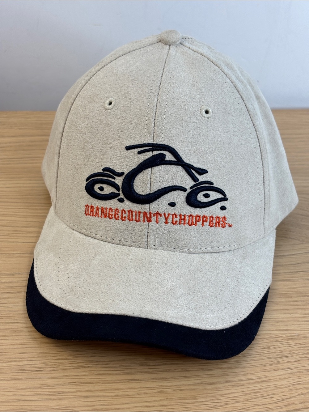Orange County Choppers Cream Faux Suede Black/Orange Embroidered NWOT
